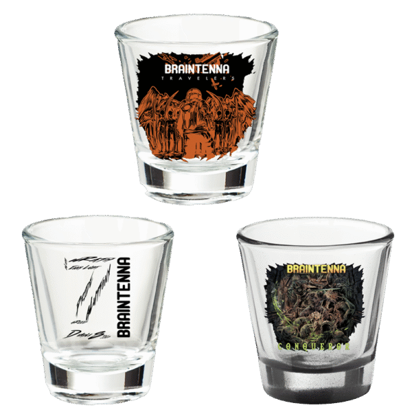 Three Braintenna Shot Glasses